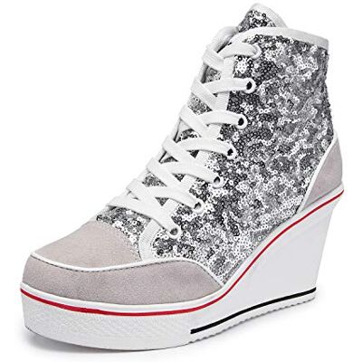 siphly Chaussures hautes compensées en lin pour femme Pointure 35-43 Style décontracté Printemps/Été Talon compensé, 36 EU siphly Chaussures hautes compensées en lin pour femme Pointure 35-43 Style décontracté Printemps/Été Talon compensé, 36 EU