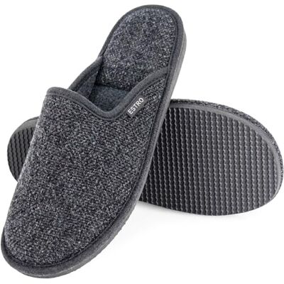 ESTRO Chausson Homme Pantoufles Hommes Pantoufle Homme Mules Chaussons pour Hommes avec Semelle à Mémoire Antidérapante F17 (Gris, 44) ESTRO Chausson Homme Pantoufles Hommes Pantoufle Homme Mules Chaussons pour Hommes avec Semelle à Mémoire Antidérapante F17 (Gris, 44)