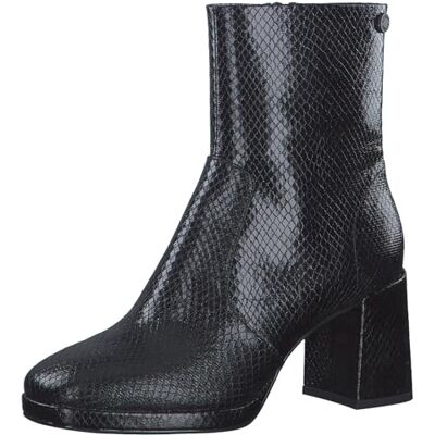 s.Oliver Damen Stiefeletten mit Absatz mit Schlangenmuster Blockabsatz Schwarz (Black Metallic), 37 s.Oliver Damen Stiefeletten mit Absatz mit Schlangenmuster Blockabsatz Schwarz (Black Metallic), 37