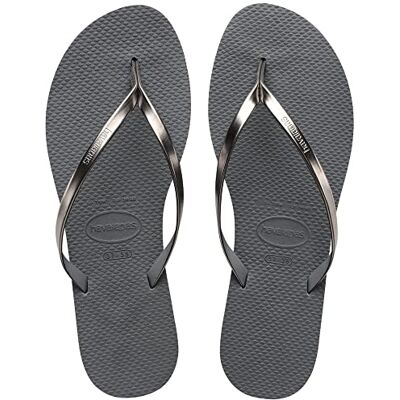 Havaianas You Metallic, Tongs Femme, Grey Steel Metallic Graphite, 33/34 EU Havaianas You Metallic, Tongs Femme, Grey Steel Metallic Graphite, 33/34 EU