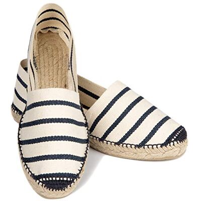 ESPADELLE Espadrilles Slip-on Classiques pour Femme en Coton à Rayures avec Sac en Tissu, 36-41 Handmade in Spain, Zebra, 36 EU ESPADELLE Espadrilles Slip-on Classiques pour Femme en Coton à Rayures avec Sac en Tissu, 36-41 Handmade in Spain, Zebra, 36 EU