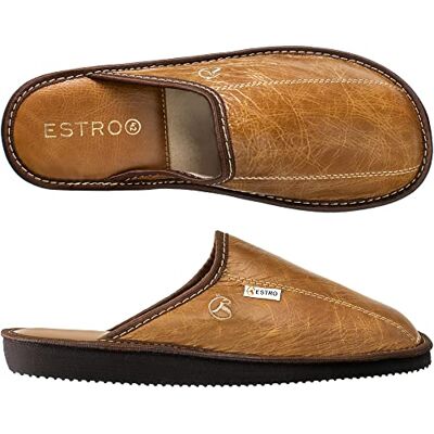 ESTRO Chaussons Hommes Pantoufle Chausson Homme Cuir Laine Mules Pantoufles Semelle Inoubliable Rust (Chameau, 40) ESTRO Chaussons Hommes Pantoufle Chausson Homme Cuir Laine Mules Pantoufles Semelle Inoubliable Rust (Chameau, 40)