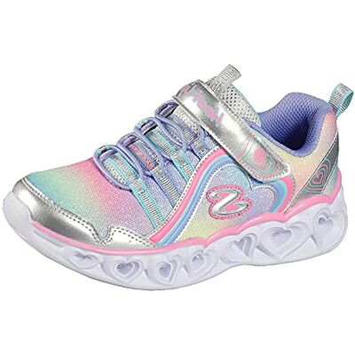 Skechers Heart Lights Rainbow Lux, Basket Fille, Argenté, 31 EU Skechers Heart Lights Rainbow Lux, Basket Fille, Argenté, 31 EU