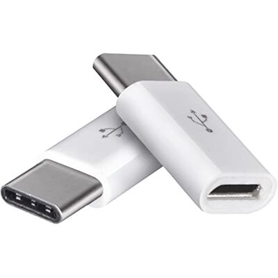 EMOS SM7023 Lot de 2 adaptateurs micro USB vers USB-C 2.0, réducteur 480 Mbits/2x, connecteur mâle type C vers micro B femelle pour charge rapide et transfert de données, blanc EMOS SM7023 Lot de 2 adaptateurs micro USB vers USB-C 2.0, réducteur 480 Mbits/2x, connecteur mâle type C vers micro B femelle pour charge rapide et transfert de données, blanc