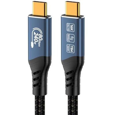 PremiumCord Câble de connexion USB4 version 2, Thunderbolt 4, 16K @ 60 Hz, câble de données UltraSpeed jusqu'à 80 Gbit/s, marqueur électronique, fiche USB de type C, charge rapide jusqu'à 240 W PremiumCord Câble de connexion USB4 version 2, Thunderbolt 4, 16K @ 60 Hz, câble de données UltraSpeed jusqu'à 80 Gbit/s, marqueur électronique, fiche USB de type C, charge rapide jusqu'à 240 W