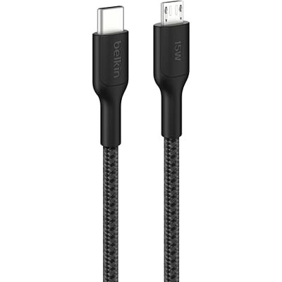 Belkin Eco Câble USB-C vers Micro-USB, 1 m, Câble doux au toucher, gaine tressée et souple de Recharge Rapide, Certifié USB-IF, pour appareil photo, caméra, enceinte portable et plus Noir Belkin Eco Câble USB-C vers Micro-USB, 1 m, Câble doux au toucher, gaine tressée et souple de Recharge Rapide, Certifié USB-IF, pour appareil photo, caméra, enceinte portable et plus Noir