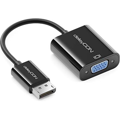 deleyCON Adaptateur Convertisseur DisplayPort vers VGA Prise Displayport vers Prise Femelle VGA Pour PCs Ordinateurs Ordinateurs Portables Projecteurs Écrans Noir deleyCON Adaptateur Convertisseur DisplayPort vers VGA Prise Displayport vers Prise Femelle VGA Pour PCs Ordinateurs Ordinateurs Portables Projecteurs Écrans Noir
