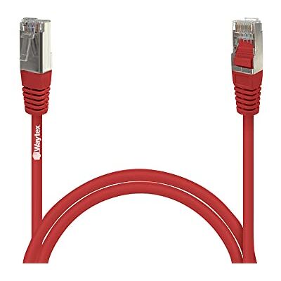 Waytex 32063 Câble Ethernet Réseau RJ45 Cat 5e FTP 100MHz Blindé couleur Compatible PC, Routeur, Modem, Switch Consoles de jeux, TV, amplificateur réseau – 1m, Rouge Waytex 32063 Câble Ethernet Réseau RJ45 Cat 5e FTP 100MHz Blindé couleur Compatible PC, Routeur, Modem, Switch Consoles de jeux, TV, amplificateur réseau – 1m, Rouge