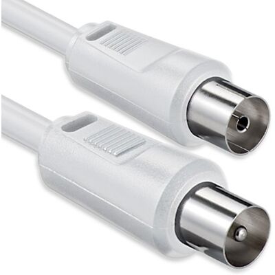 1aTTack.de Câble d'antenne 5,0 mètres 2x fiche coaxiale blindée > prise coaxiale coaxiale blanche St-Ku 75db 1aTTack.de Câble d'antenne 5,0 mètres 2x fiche coaxiale blindée > prise coaxiale coaxiale blanche St-Ku 75db