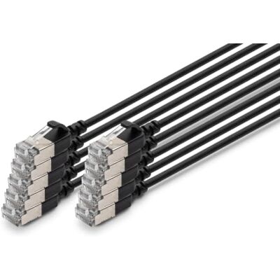 Digitus Câble LAN Cat 6A – 0,3 m – 10 pièces – Slim – F/FTP – Noir 10 Gbit/s – Blindé – PoE+ – AWG 32/7 – LSZH – Câble réseau RJ45 – Compatible Cat 6 et Cat 7 Digitus Câble LAN Cat 6A – 0,3 m – 10 pièces – Slim – F/FTP – Noir 10 Gbit/s – Blindé – PoE+ – AWG 32/7 – LSZH – Câble réseau RJ45 – Compatible Cat 6 et Cat 7
