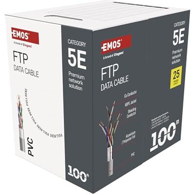 Câble de Données FTP 5E EMOS - 100m - Câble Réseau Câble de Données FTP 5E EMOS - 100m - Câble Réseau