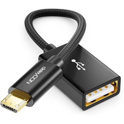 deleyCON 10cm Câble Adaptateur USB 2.0 OTG en Nylon + Fiche Métallique Câble de Données Micro USB vers USB a Femelle pour Smartphone et Tablette Connexion avec Clé USB 10 cm Noir deleyCON 10cm Câble Adaptateur USB 2.0 OTG en Nylon + Fiche Métallique Câble de Données Micro USB vers USB a Femelle pour Smartphone et Tablette Connexion avec Clé USB 10 cm Noir