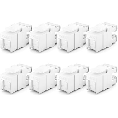 deleyCON Module Keystone Jack RJ45 CAT6 (lot de 8 Pièces) pour Câble LAN 1 Gbit/s T568A/T568B, AWG 23-26 UTP Plastique pour Panneau de Brassage, Prise Réseau Blanc deleyCON Module Keystone Jack RJ45 CAT6 (lot de 8 Pièces) pour Câble LAN 1 Gbit/s T568A/T568B, AWG 23-26 UTP Plastique pour Panneau de Brassage, Prise Réseau Blanc