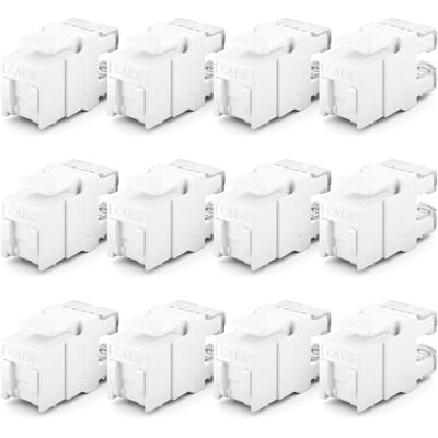 deleyCON Module Keystone Jack RJ45 CAT6 (lot de 12 Pièces) pour Câble LAN 1 Gbit/s T568A/T568B, AWG 23-26 UTP Plastique pour Panneau de Brassage, Prise Réseau Blanc deleyCON Module Keystone Jack RJ45 CAT6 (lot de 12 Pièces) pour Câble LAN 1 Gbit/s T568A/T568B, AWG 23-26 UTP Plastique pour Panneau de Brassage, Prise Réseau Blanc