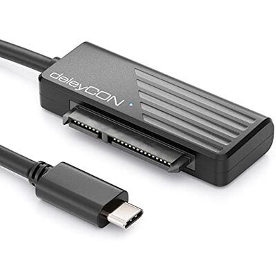 deleyCON Adaptateur USB 3.0 SATA Câble USB C vers Disques Durs 2,5" Pouces HDDs SSDs 5 GBit/s UASP SATA I II III Plug&Play deleyCON Adaptateur USB 3.0 SATA Câble USB C vers Disques Durs 2,5" Pouces HDDs SSDs 5 GBit/s UASP SATA I II III Plug&Play