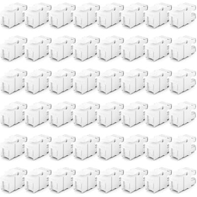 deleyCON Module Keystone Jack RJ45 CAT6 (lot de 48 Pièces) pour Câble LAN 1 Gbit/s T568A/T568B, AWG 23-26 UTP Plastique pour Panneau de Brassage, Prise Réseau Blanc deleyCON Module Keystone Jack RJ45 CAT6 (lot de 48 Pièces) pour Câble LAN 1 Gbit/s T568A/T568B, AWG 23-26 UTP Plastique pour Panneau de Brassage, Prise Réseau Blanc