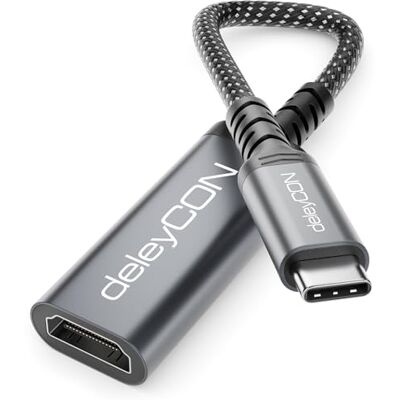 deleyCON Adaptateur Câble USB‑C vers HDMI 4K UHD 60Hz Aluminium, Tressé pour Moniteur/TV/Projecteur HDMI Compatible Thunderbolt 3/4, iPhone 17/16/15, MacBook, iPad Pro/Air, Galaxy S25/S24 deleyCON Adaptateur Câble USB‑C vers HDMI 4K UHD 60Hz Aluminium, Tressé pour Moniteur/TV/Projecteur HDMI Compatible Thunderbolt 3/4, iPhone 17/16/15, MacBook, iPad Pro/Air, Galaxy S25/S24
