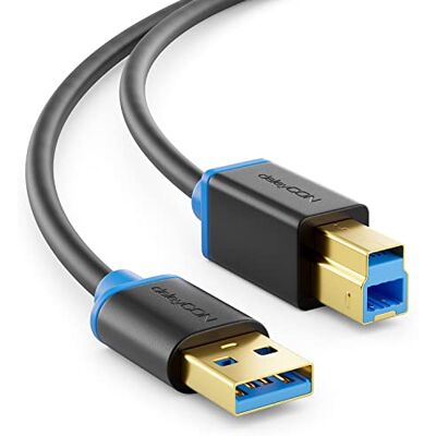 deleyCON 2m Câble USB 3.0 Super Speed USB-A vers USB-B Noir Câble de données jusqu'à 5 Gbit/s, compatible avec les imprimantes, les scanners et les imprimantes multifonctions deleyCON 2m Câble USB 3.0 Super Speed USB-A vers USB-B Noir Câble de données jusqu'à 5 Gbit/s, compatible avec les imprimantes, les scanners et les imprimantes multifonctions