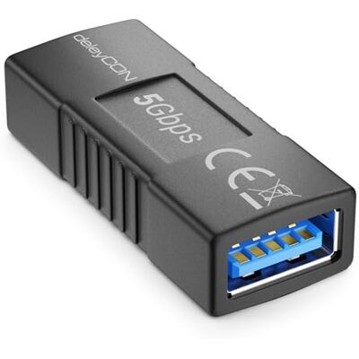 deleyCON Coupleur USB 3.0 5 Gbps Raccord/Extension Prise à Prise Relier 2 Câbles USB-A deleyCON Coupleur USB 3.0 5 Gbps Raccord/Extension Prise à Prise Relier 2 Câbles USB-A