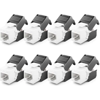 deleyCON Module Keystone Jack CAT6A (lot de 8 Pièces) RJ45 Prise vers LSA, 10 Gbit/s, 500 MHz, T568A/T568B, AWG 22-26 UTP Plastique pour Panneau de Brassage, Prise Réseau deleyCON Module Keystone Jack CAT6A (lot de 8 Pièces) RJ45 Prise vers LSA, 10 Gbit/s, 500 MHz, T568A/T568B, AWG 22-26 UTP Plastique pour Panneau de Brassage, Prise Réseau