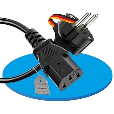 Câble d'alimentation Sonero - Conducteur en cuivre, Prise de terre, IEC C13, Noir Câble d'alimentation Sonero - Conducteur en cuivre, Prise de terre, IEC C13, Noir