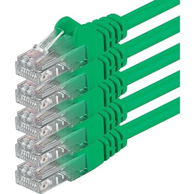 1aTTack.de 2m vert 5 pièces (PACK) Câble réseau LAN Ethernet CAT.6 CAT6 Câble patch 1000 Mbit/s 1aTTack.de 2m vert 5 pièces (PACK) Câble réseau LAN Ethernet CAT.6 CAT6 Câble patch 1000 Mbit/s