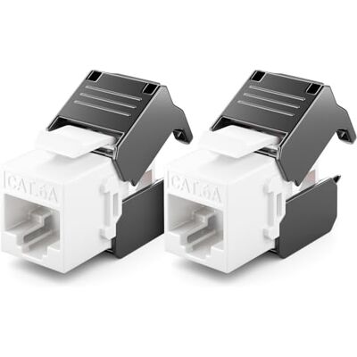 deleyCON Module Keystone Jack CAT6A (lot de 2 Pièces) RJ45 Prise vers LSA, 10 Gbit/s, 500 MHz, T568A/T568B, AWG 22-26 UTP Plastique pour Panneau de Brassage, Prise Réseau deleyCON Module Keystone Jack CAT6A (lot de 2 Pièces) RJ45 Prise vers LSA, 10 Gbit/s, 500 MHz, T568A/T568B, AWG 22-26 UTP Plastique pour Panneau de Brassage, Prise Réseau