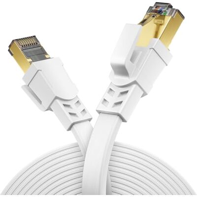 deleyCON 10m CAT 8.1 Câble LAN plat Réseau Conducteur Cuivre 40 Gbit 2000 MHz Liaison Patch Gigabit Ethernet Cable RJ45 Fiche LAN DSL CAT.8 Câble Blanc deleyCON 10m CAT 8.1 Câble LAN plat Réseau Conducteur Cuivre 40 Gbit 2000 MHz Liaison Patch Gigabit Ethernet Cable RJ45 Fiche LAN DSL CAT.8 Câble Blanc