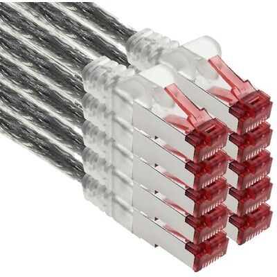 1aTTack.de Câble Réseau CAT6 CAT 6 S-FTP 10 pièces 0.5 m Ethernet LAN DSL Modem Routeur Transparent 1aTTack.de Câble Réseau CAT6 CAT 6 S-FTP 10 pièces 0.5 m Ethernet LAN DSL Modem Routeur Transparent