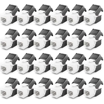 deleyCON Module Keystone Jack CAT6A (lot de 24 Pièces) RJ45 Prise vers LSA, 10 Gbit/s, 500 MHz, T568A/T568B, AWG 22-26 UTP Plastique pour Panneau de Brassage, Prise Réseau deleyCON Module Keystone Jack CAT6A (lot de 24 Pièces) RJ45 Prise vers LSA, 10 Gbit/s, 500 MHz, T568A/T568B, AWG 22-26 UTP Plastique pour Panneau de Brassage, Prise Réseau