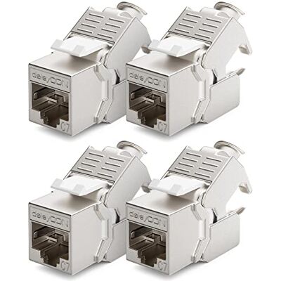 deleyCON 4x Module Keystone CAT 7 Optimal pour Câbles CAT7/CAT6/CAT6a Compatible avec Câbles D’installation, de Raccordement et Réseau Blindage STP Port RJ45-1000 MHz, 10 Gbit/s (LSA) deleyCON 4x Module Keystone CAT 7 Optimal pour Câbles CAT7/CAT6/CAT6a Compatible avec Câbles D’installation, de Raccordement et Réseau Blindage STP Port RJ45-1000 MHz, 10 Gbit/s (LSA)