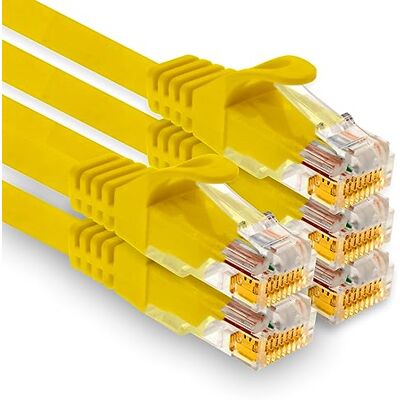 1aTTack.de - 5 x 0,5 m câble réseau Cat7, Ethernet Cat.7, câble patch Lan et Cat 7 pour une vitesse Internet maximale et connecte tous les appareils avec prise RJ 45 jaune 1aTTack.de - 5 x 0,5 m câble réseau Cat7, Ethernet Cat.7, câble patch Lan et Cat 7 pour une vitesse Internet maximale et connecte tous les appareils avec prise RJ 45 jaune