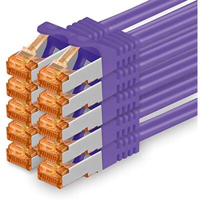 1aTTack.de 0,5 m – Câble réseau catégorie 7 violet – Lot de 10 câbles Gigabit Ethernet LAN 10 000 Mbit/s Câble patch S FTP PIMF Blindage LSZH catégorie 7 Connecteur Rj45 Cat 6a 10 x 0,5 m 1aTTack.de 0,5 m – Câble réseau catégorie 7 violet – Lot de 10 câbles Gigabit Ethernet LAN 10 000 Mbit/s Câble patch S FTP PIMF Blindage LSZH catégorie 7 Connecteur Rj45 Cat 6a 10 x 0,5 m