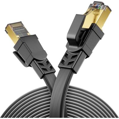 deleyCON 15m CAT 8.1 Câble LAN plat Réseau Conducteur Cuivre 40 Gbit 2000 MHz Liaison Patch Gigabit Ethernet Cable RJ45 Fiche LAN DSL CAT.8 Câble Noir deleyCON 15m CAT 8.1 Câble LAN plat Réseau Conducteur Cuivre 40 Gbit 2000 MHz Liaison Patch Gigabit Ethernet Cable RJ45 Fiche LAN DSL CAT.8 Câble Noir