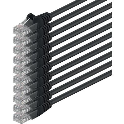 1aTTack.de 7,5 m noir 10 pièces (PACK) Câble réseau Ethernet LAN CAT.6 CAT6 Câble patch 1000 Mbit/s 1aTTack.de 7,5 m noir 10 pièces (PACK) Câble réseau Ethernet LAN CAT.6 CAT6 Câble patch 1000 Mbit/s