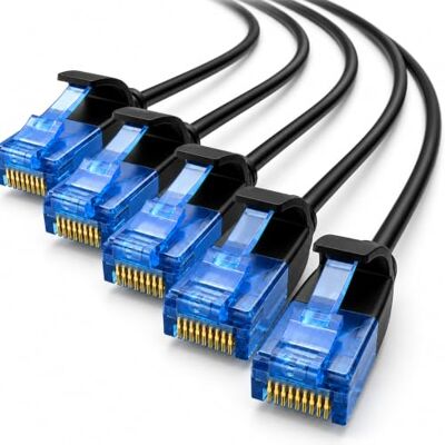 1aTTack.de 660455 Câble Cat6 Cat.6 Câble réseau Cat 10m câble patch câble fin (petit diamètre très flexible) 1000 Mbit/s 5 pièces noir 1aTTack.de 660455 Câble Cat6 Cat.6 Câble réseau Cat 10m câble patch câble fin (petit diamètre très flexible) 1000 Mbit/s 5 pièces noir