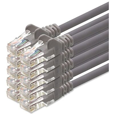 1aTTack.de Câble patch réseau CAT5 UTP avec 2x jeu de fiches RJ45 gris 10 pièces 0,25 m 1aTTack.de Câble patch réseau CAT5 UTP avec 2x jeu de fiches RJ45 gris 10 pièces 0,25 m