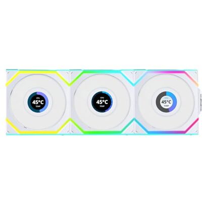 Lian-Li UNI FAN SL Lot de 3 ventilateurs PC LCD sans fil 120 mm RVB, PWM, 40 LED ARGB, jusqu'à 1 900 tr/min, Système à fente, Débit d'air élevé, Faible vibration, Silencieux, Blanc Lian-Li UNI FAN SL Lot de 3 ventilateurs PC LCD sans fil 120 mm RVB, PWM, 40 LED ARGB, jusqu'à 1 900 tr/min, Système à fente, Débit d'air élevé, Faible vibration, Silencieux, Blanc