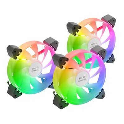 Mars Gaming MF-3A, Kit 3x Ventilateurs FDB Ultra Silencieux 120mm, Eclairage ARGB Rainbow 360° Sans Cadre, Ventilateurs 3en1 Compatibilité ARGB Totale, Double Connecteur ARGB Mâle + Femelle, Noir Mars Gaming MF-3A, Kit 3x Ventilateurs FDB Ultra Silencieux 120mm, Eclairage ARGB Rainbow 360° Sans Cadre, Ventilateurs 3en1 Compatibilité ARGB Totale, Double Connecteur ARGB Mâle + Femelle, Noir