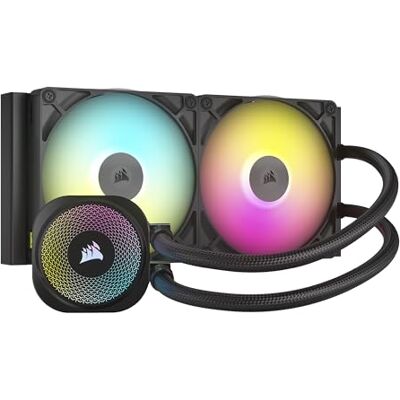 Corsair 280mm AIO, 2x RX140 Ventilateurs RGB Inclus, Convient à Intel LGA 1851/1700, AMD AM5/AM4, Hub du Système iCUE LINK Inclus Corsair 280mm AIO, 2x RX140 Ventilateurs RGB Inclus, Convient à Intel LGA 1851/1700, AMD AM5/AM4, Hub du Système iCUE LINK Inclus