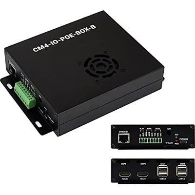 Waveshare PoE Mini PC (B) Basé sur Raspberry Pi Compute Module 4 (Non Inclus), CM4 PoE IO Board (B) à l'intérieur, Boitier Métal, avec Ventilateur et CSI/DSI/HDMI/USB/ETH/PCIe/RS232/RS485 Connecteurs Waveshare PoE Mini PC (B) Basé sur Raspberry Pi Compute Module 4 (Non Inclus), CM4 PoE IO Board (B) à l'intérieur, Boitier Métal, avec Ventilateur et CSI/DSI/HDMI/USB/ETH/PCIe/RS232/RS485 Connecteurs