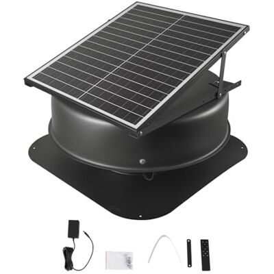 VEVOR Ventilateur Extraction de Toit Solaire 42 W avec Thermostat Intelligent, Télécommande, Flux d'Air 2800 CFM, Moteur à Courant Continu sans Balais Intégré pour Refroidissement Ventilation Grenier VEVOR Ventilateur Extraction de Toit Solaire 42 W avec Thermostat Intelligent, Télécommande, Flux d'Air 2800 CFM, Moteur à Courant Continu sans Balais Intégré pour Refroidissement Ventilation Grenier