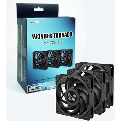 SCYTHE Wonder Tornado 120 PWN Ventilateur haute performance pour boîtier d'ordinateur, 120 mm x 25 mm, roulement dynamique fluide, connecteur 4 broches (2500 tr/min, noir, 3) SCYTHE Wonder Tornado 120 PWN Ventilateur haute performance pour boîtier d'ordinateur, 120 mm x 25 mm, roulement dynamique fluide, connecteur 4 broches (2500 tr/min, noir, 3)