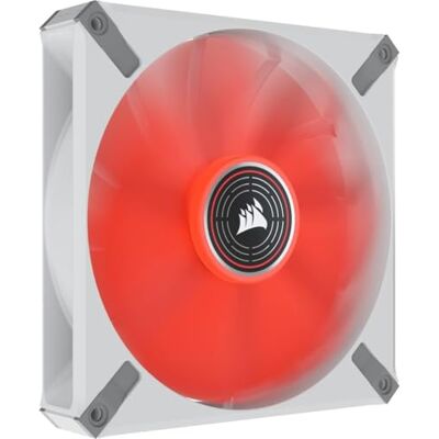 Corsair ML140 LED ELITE, 140 mm PWM Ventilateur à LED Rouge (Technologie AirGuide, Roulement à Lévitation Magnétique, Jusqu’à 1 600 tr/min, Huit LED Ultralumineuses) Vendu Seul, châssis Blanc Corsair ML140 LED ELITE, 140 mm PWM Ventilateur à LED Rouge (Technologie AirGuide, Roulement à Lévitation Magnétique, Jusqu’à 1 600 tr/min, Huit LED Ultralumineuses) Vendu Seul, châssis Blanc