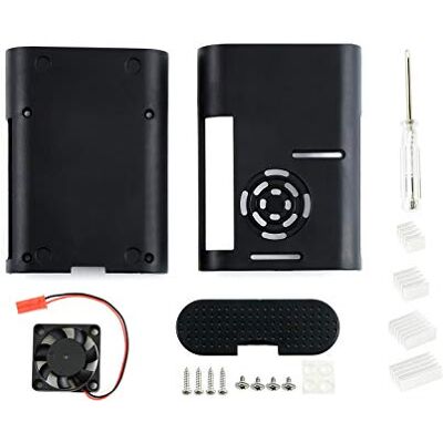 Waveshare Black ABS Case with Cooling Fan Heat Sinks and Rubber Feet for Raspberry Pi 4 Waveshare Black ABS Case with Cooling Fan Heat Sinks and Rubber Feet for Raspberry Pi 4