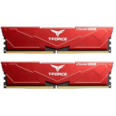 TEAMGROUP T-Force Vulcan FLRD532G6000HC38JDC01 Module de mémoire RAM DDR5 32 Go (2 x 16 Go) 6000 MHz (PC5-48000) CL38 Intel XMP 3.0 et AMD Expo, rouge TEAMGROUP T-Force Vulcan FLRD532G6000HC38JDC01 Module de mémoire RAM DDR5 32 Go (2 x 16 Go) 6000 MHz (PC5-48000) CL38 Intel XMP 3.0 et AMD Expo, rouge