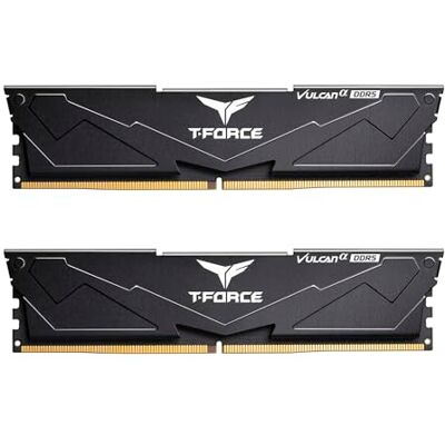 TEAMGROUP T-Force Vulcan Alpha DDR5 RAM 64 Go Kit (2 x 32 Go) 6000 MHz (PC5-48000) CL38 Module de mémoire RAM AMD Optimized Memory Black FLABD564G6000HC38JDC01 TEAMGROUP T-Force Vulcan Alpha DDR5 RAM 64 Go Kit (2 x 32 Go) 6000 MHz (PC5-48000) CL38 Module de mémoire RAM AMD Optimized Memory Black FLABD564G6000HC38JDC01