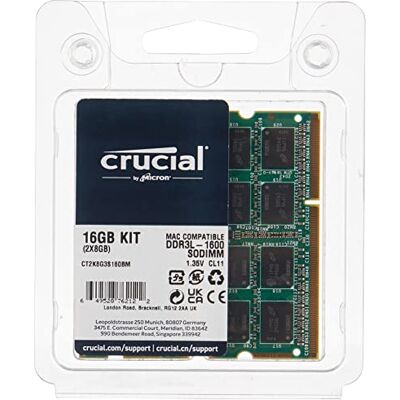 Micron Crucial RAM CT2K8G3S160BM 16Go Kit (2x8Go) DDR3 1600 MHz CL11 Mémoire pour Mac Micron Crucial RAM CT2K8G3S160BM 16Go Kit (2x8Go) DDR3 1600 MHz CL11 Mémoire pour Mac