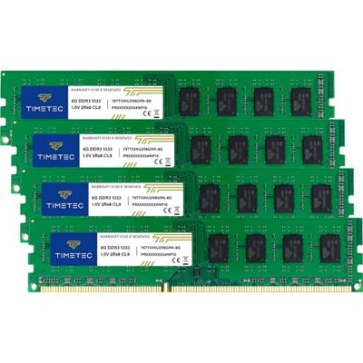Timetec 32 Go KIT(4x8Go) DDR3 1333 MHz PC3-10600 Non-ECC Unbuffered 1,5 V CL9 2Rx8 Double rangée 240 Broches UDIMM PC Ordinateur de Bureau mémoire RAM Module de Mise à Niveau Timetec 32 Go KIT(4x8Go) DDR3 1333 MHz PC3-10600 Non-ECC Unbuffered 1,5 V CL9 2Rx8 Double rangée 240 Broches UDIMM PC Ordinateur de Bureau mémoire RAM Module de Mise à Niveau