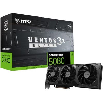 MSI NVIDIA GeForce RTX 5080 16G Ventus 3X OC Black Carte Graphique MSI NVIDIA GeForce RTX 5080 16G Ventus 3X OC Black Carte Graphique